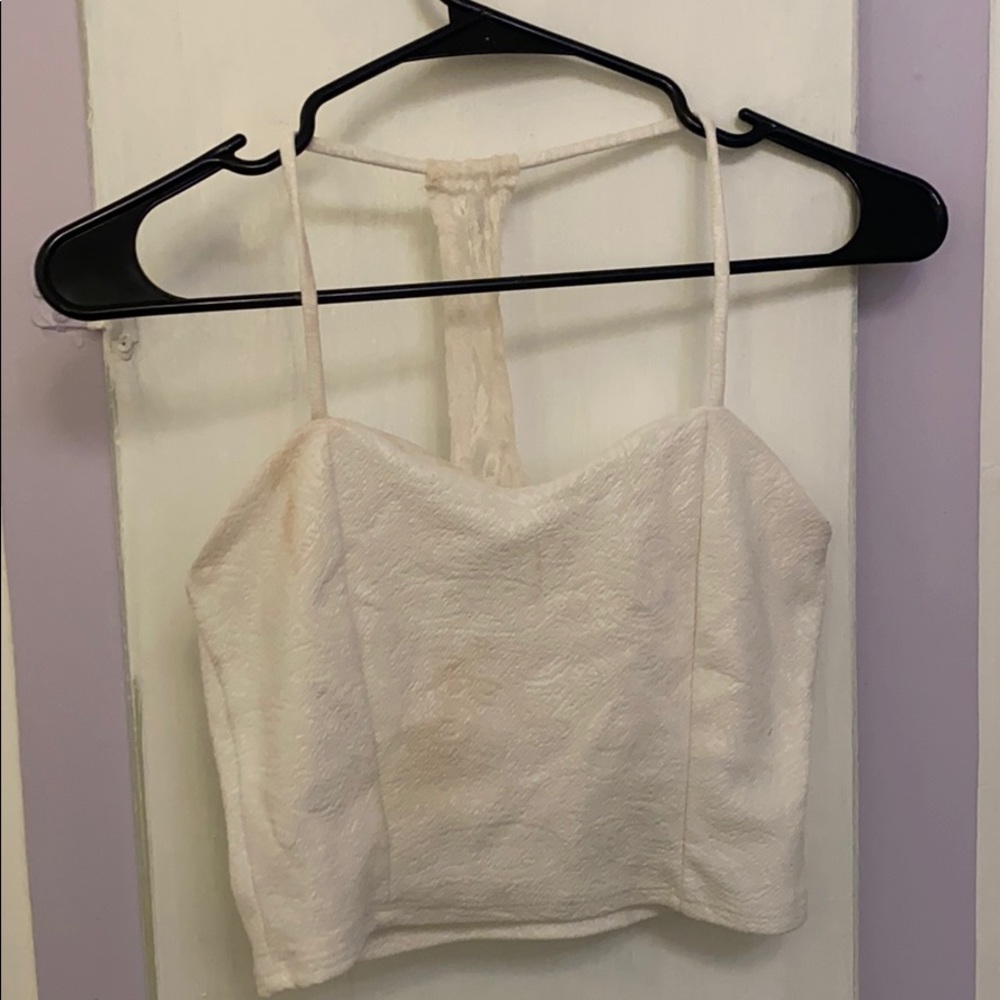 Cute white halter back tank top